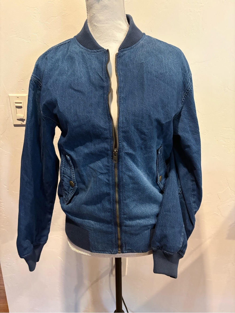 American Eagle Outfitters Blue Denim Bomber Jacket